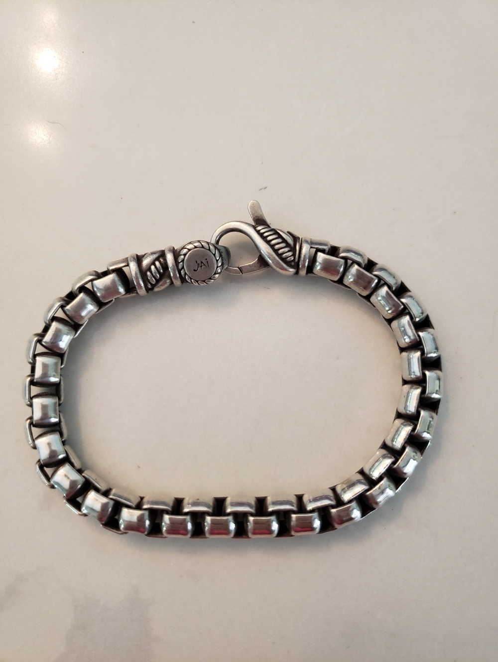 JAi Box Chain Bracelet, Sterling Silver, Size 7.5", Used
